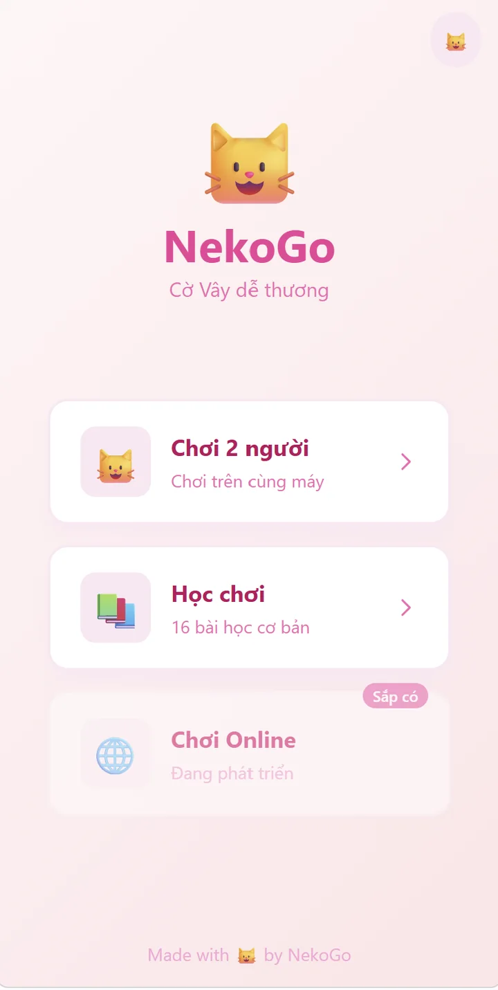 NekoGo welcome screen